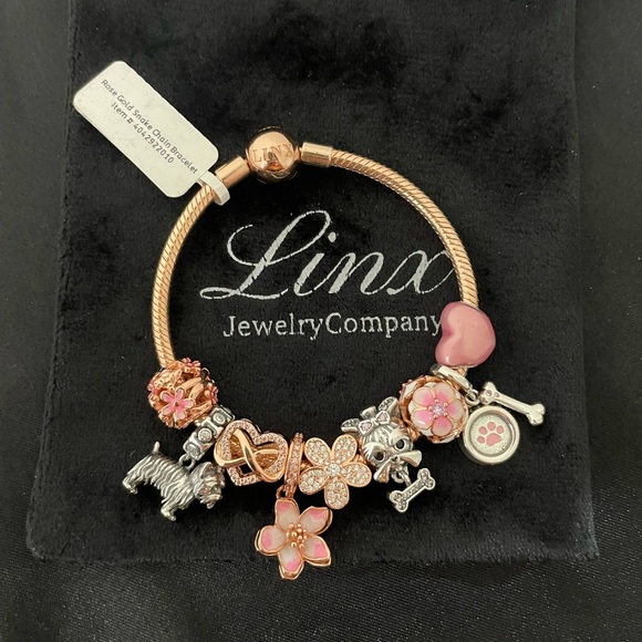 Linx Rose Gold Bracelet with Yorkshire Terrier Yorkie Themed Charms - Picture 3 of 9